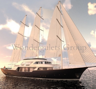 Luxury motorsailer charter Turkey 55 mt